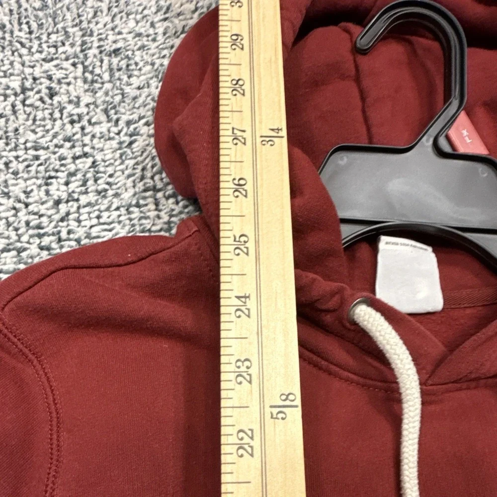 The North Face Men's Maroon Pullover Hoodie Logo Pockets Drawstring Size S